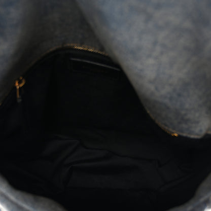Saint Laurent Denim Quilted Medium Loulou Puffer Monogram Chain Satchel Blue Cinnamon 5 of 10