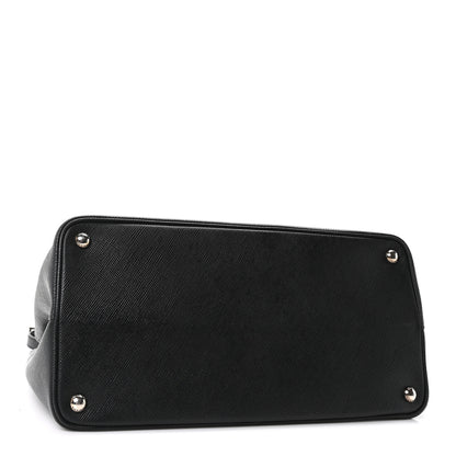 Prada Saffiano Cuir Large Double Bag Black Fuoco 4 of 9