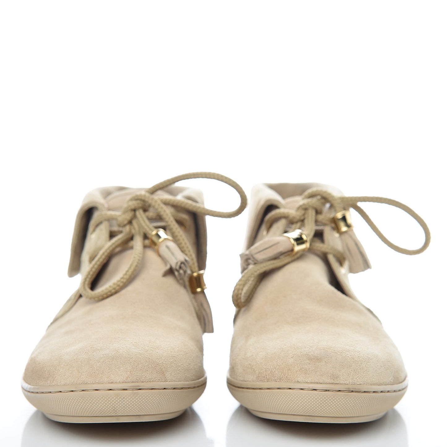 Suede Fold Over Sneakers 38 Beige