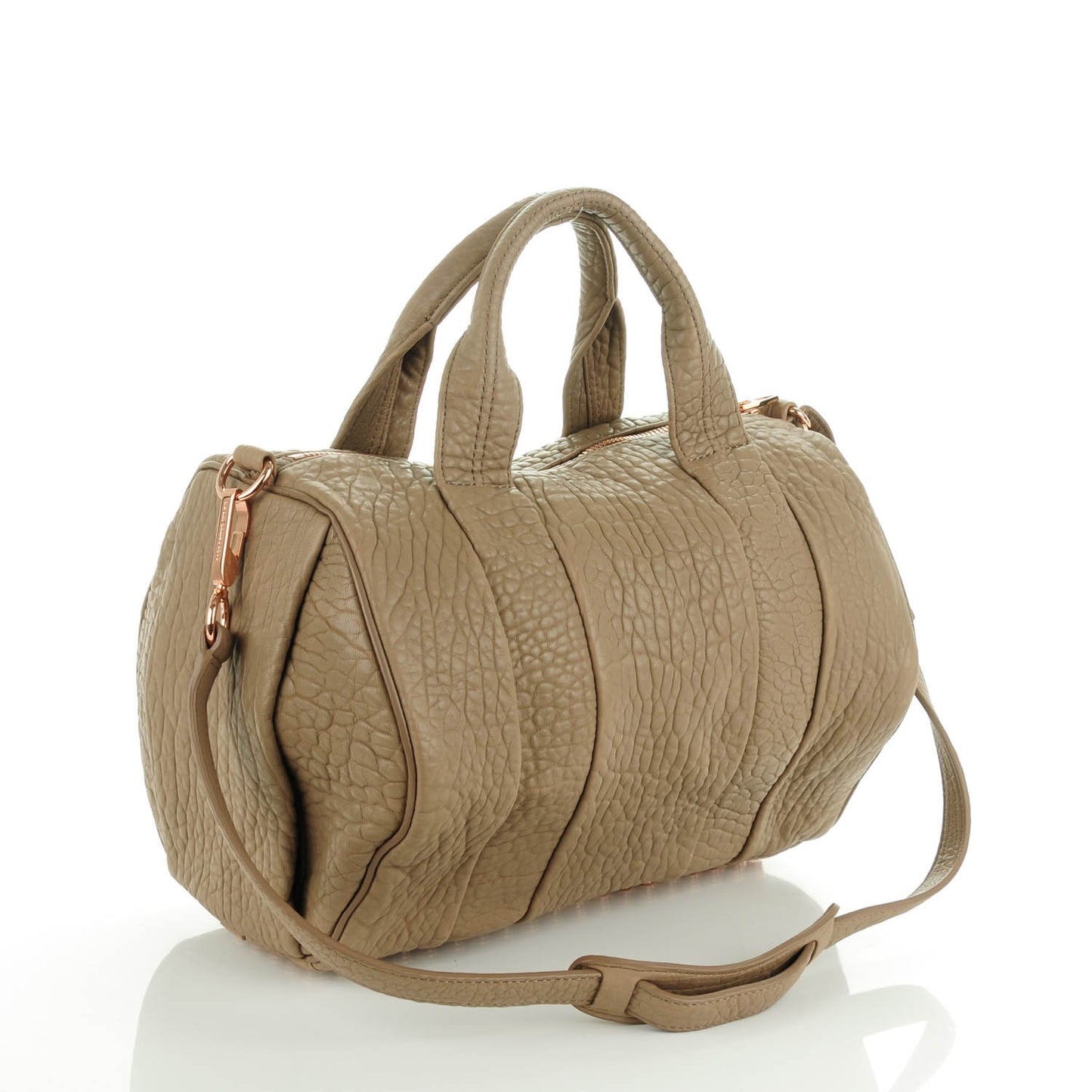 Pebbled Lambskin Rocco Latte Rose Gold Hardware
