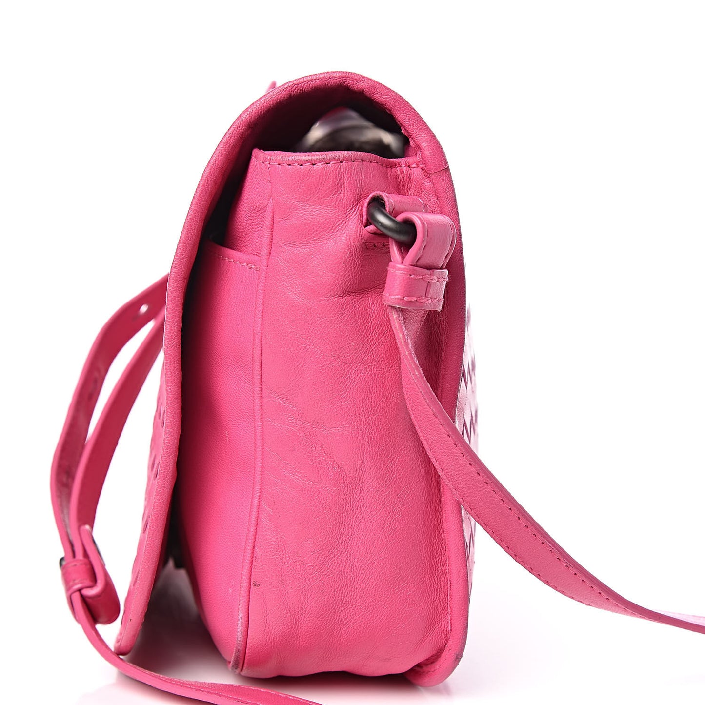 Nappa Intrecciato Mini Flap Crossbody Fuchsia