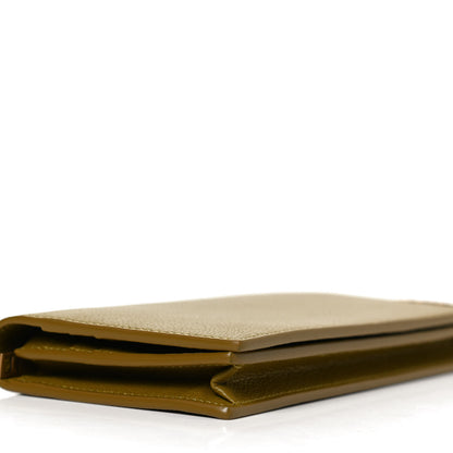 Saint Laurent Grained Calfskin Foldover Monogram Wallet Olive 8 of 10