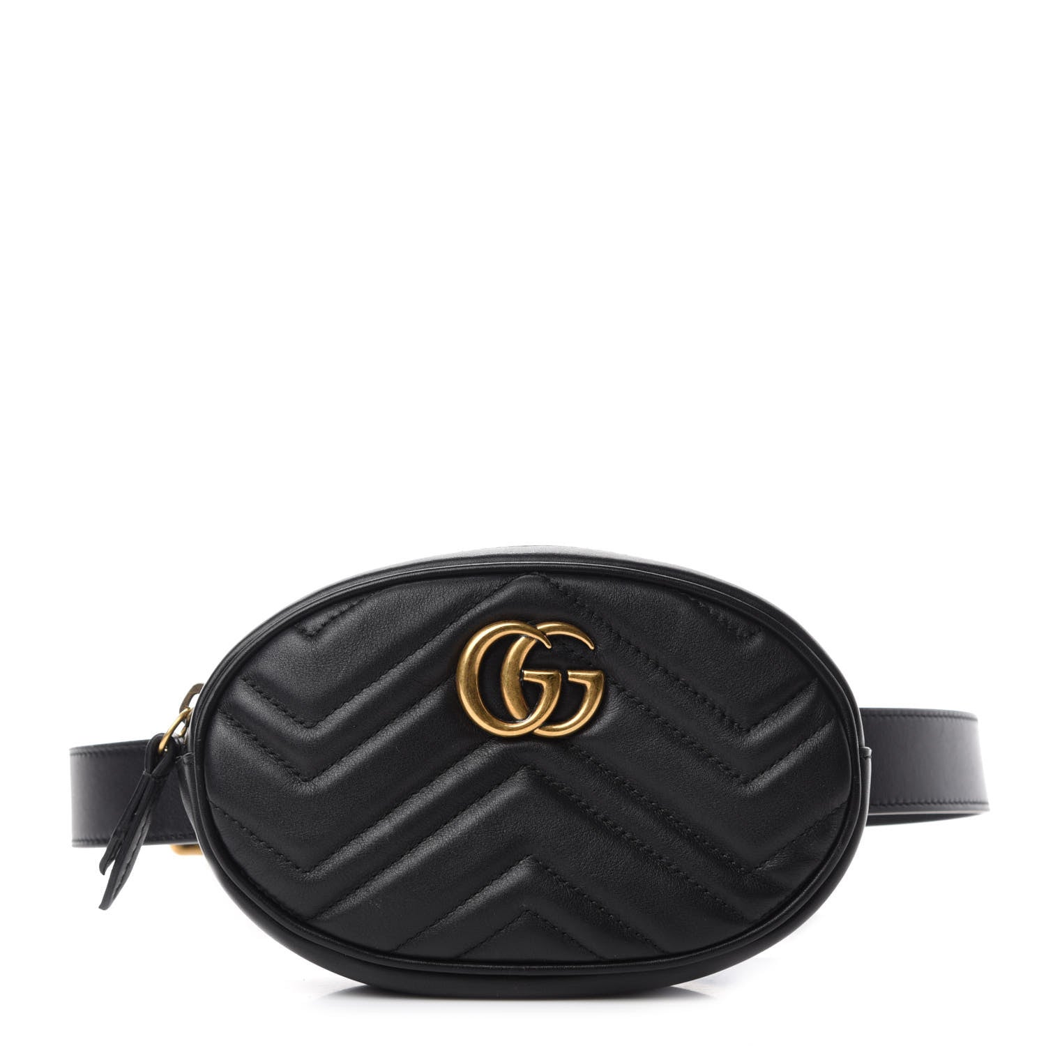 Gucci Calfskin Matelasse GG Marmont Belt Bag 95 38 Black 1 of 12