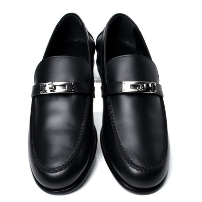 Hermes Calfskin Womens Destin Loafer 38 Black 5 of 10
