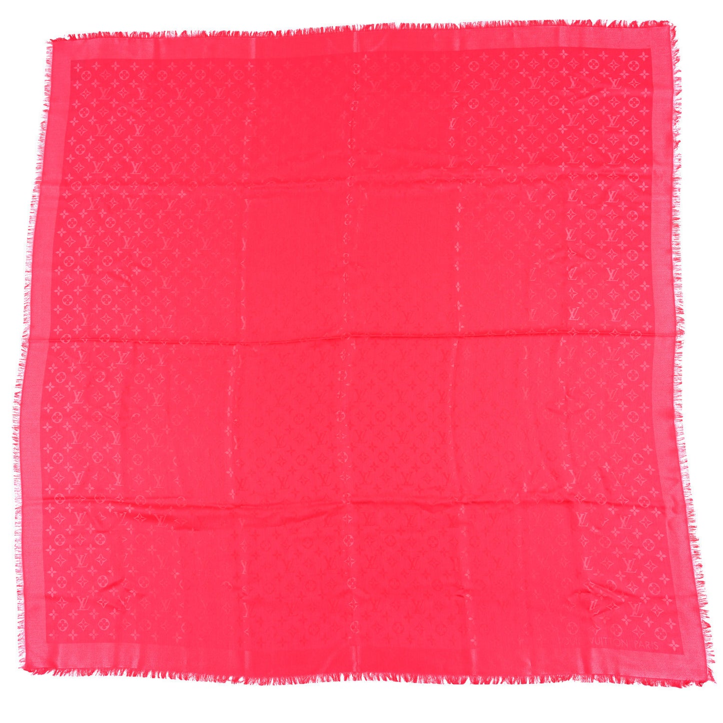 Silk Wool Monogram Shawl Vermillon