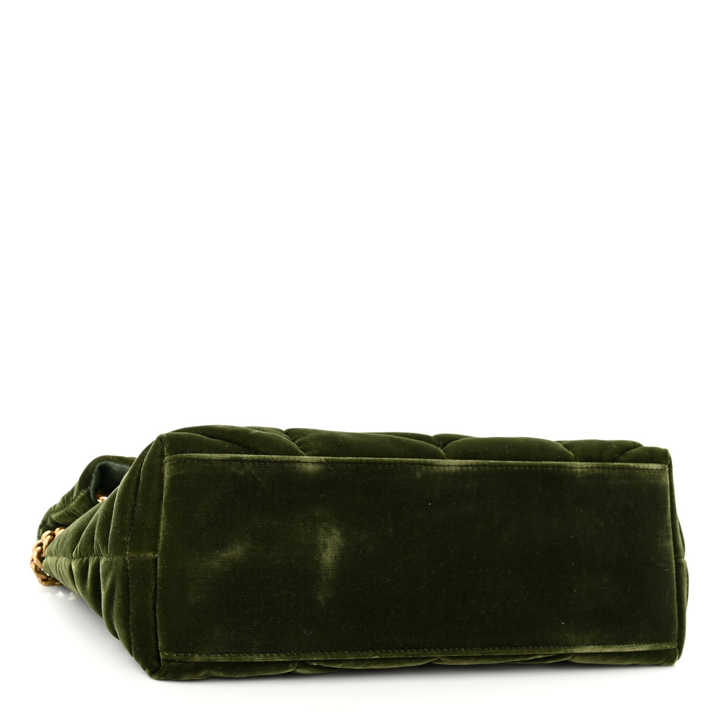 Velvet Quilted Small Loulou Puffer Monogram Chain Satchel Kaki Musk
