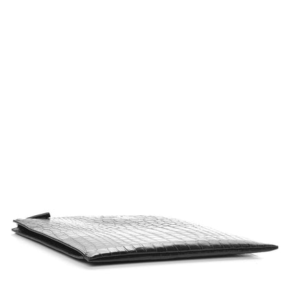 Saint Laurent Calfskin Crocodile Embossed Document Holder Black 4 of 8