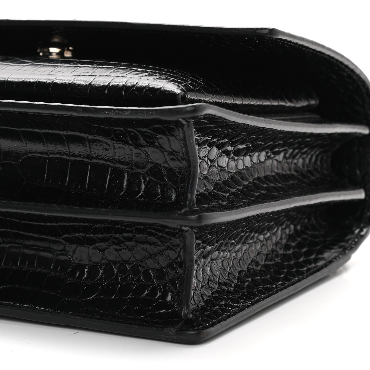 Saint Laurent Calfskin Crocodile Embossed Medium Monogram Sunset Black 8 of 8