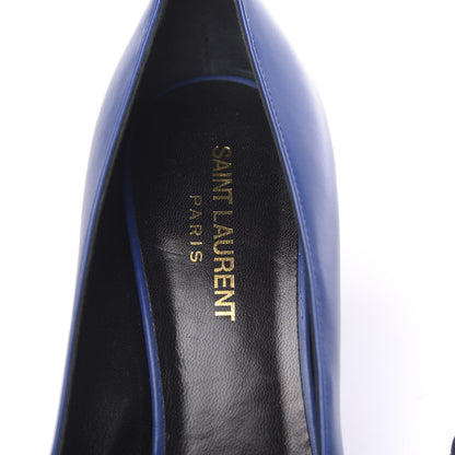 Saint Laurent Calfskin Bi-Color Cap Toe 85 Pumps 38 Black Blue 6 of 8
