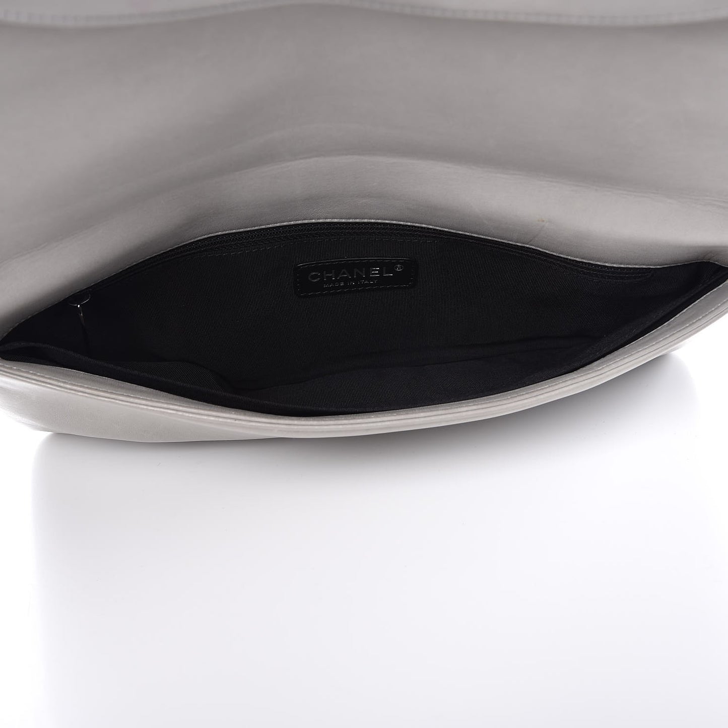 Calfskin Sequin Embellished Clutch Flap Grey Black