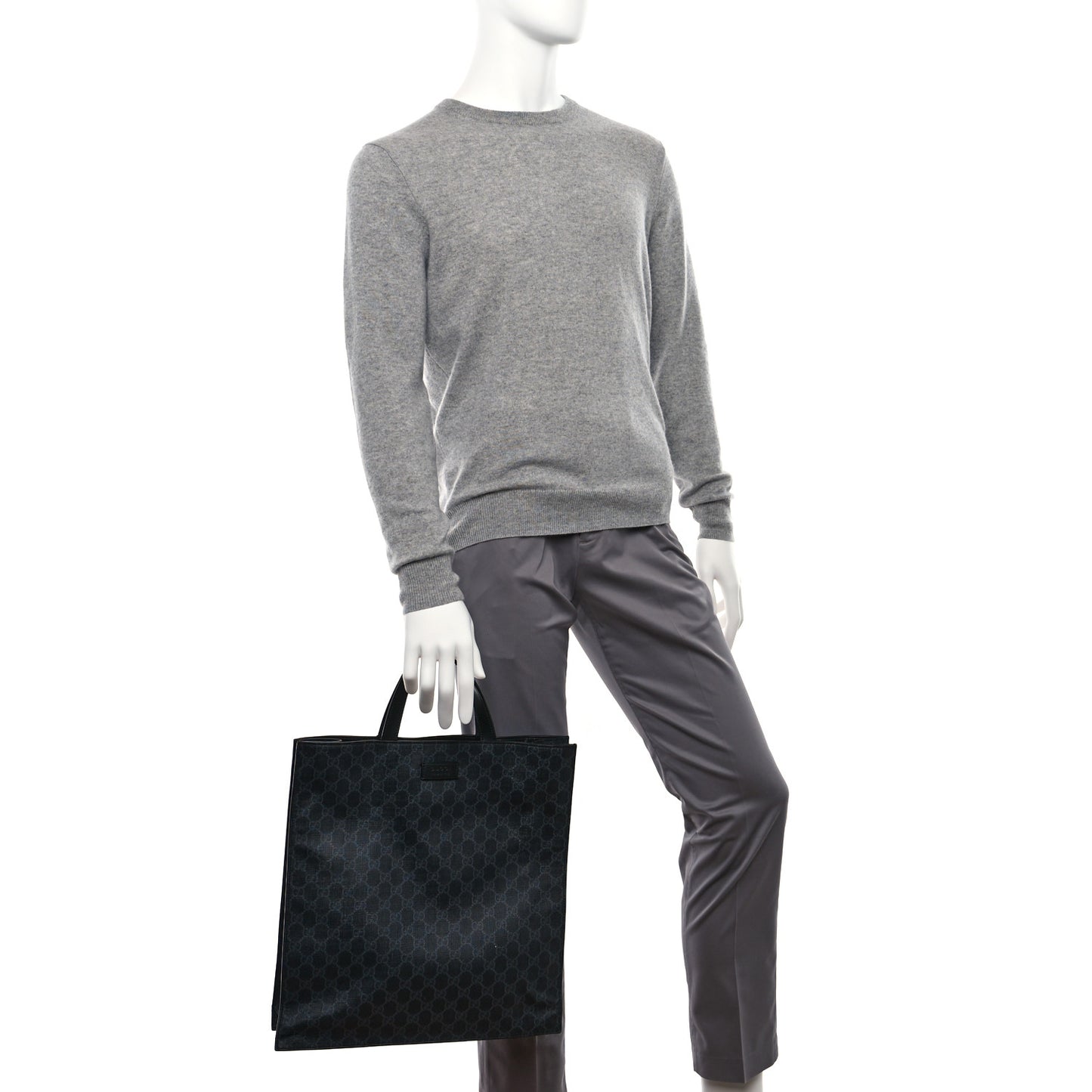 Soft GG Supreme Monogram Appia Calfskin Web Vertical Tote Black