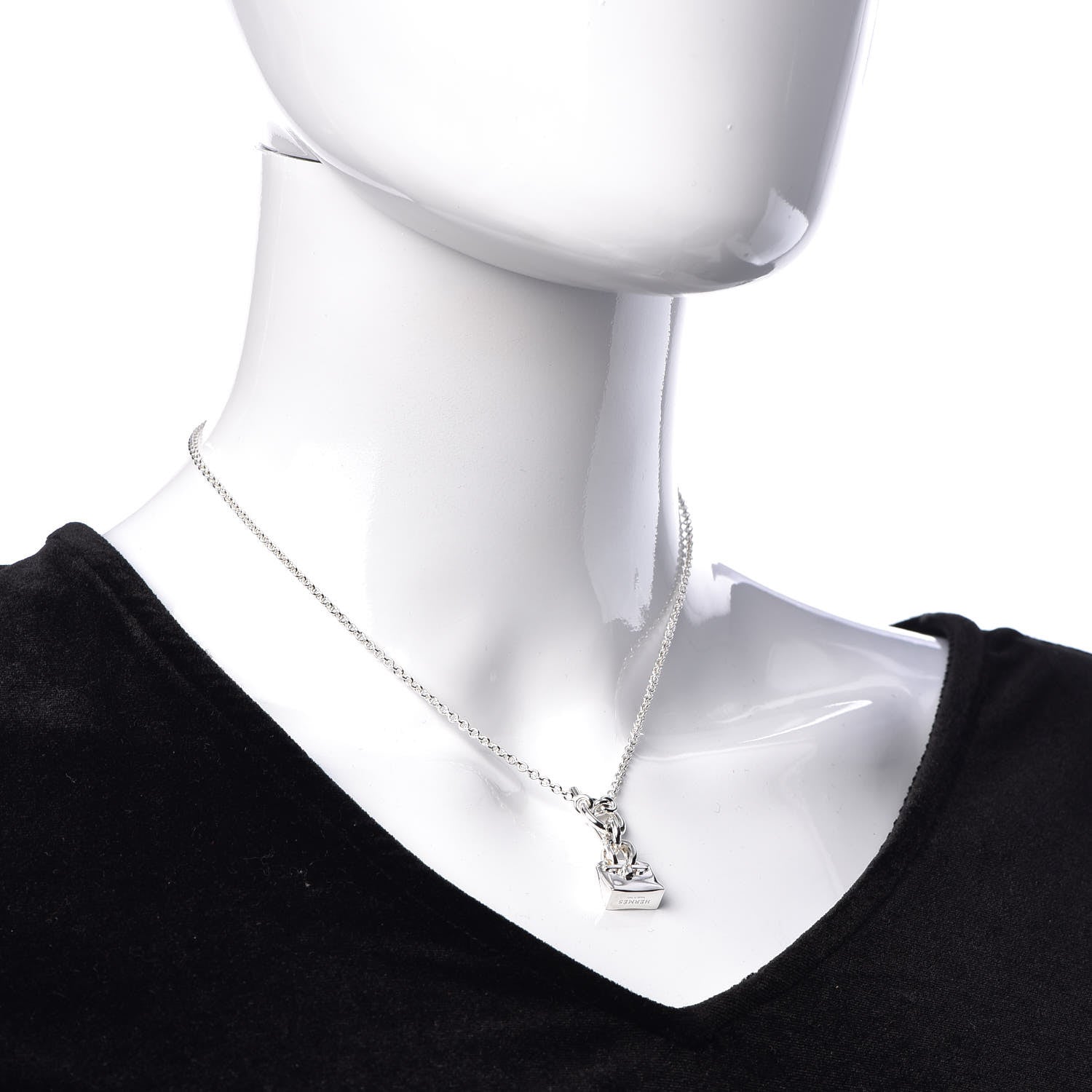 Hermes Sterling Silver Birkin Amulette Pendant Necklace 2 of 6