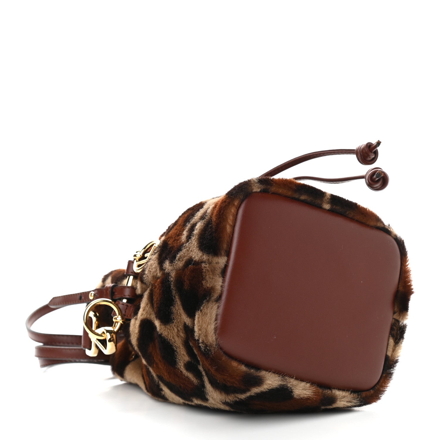 Fendi Wool Vitello King F is Fendi Leopard Print Mini Mon Tresor Bucket Bag Brown Multicolor 4 of 9