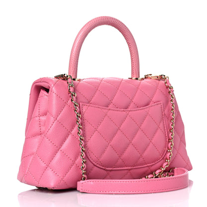 Chanel Caviar Lizard Embossed Quilted Mini Coco Handle Flap Pink 4 of 9