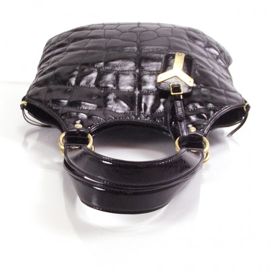Saint Laurent Patent Crocodile Embossed Tribute Tote Black 4 of 10