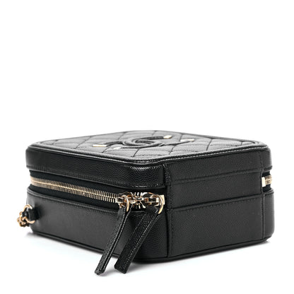 Chanel Caviar Quilted CC North South Filigree Vanity Case Black 4 of 9