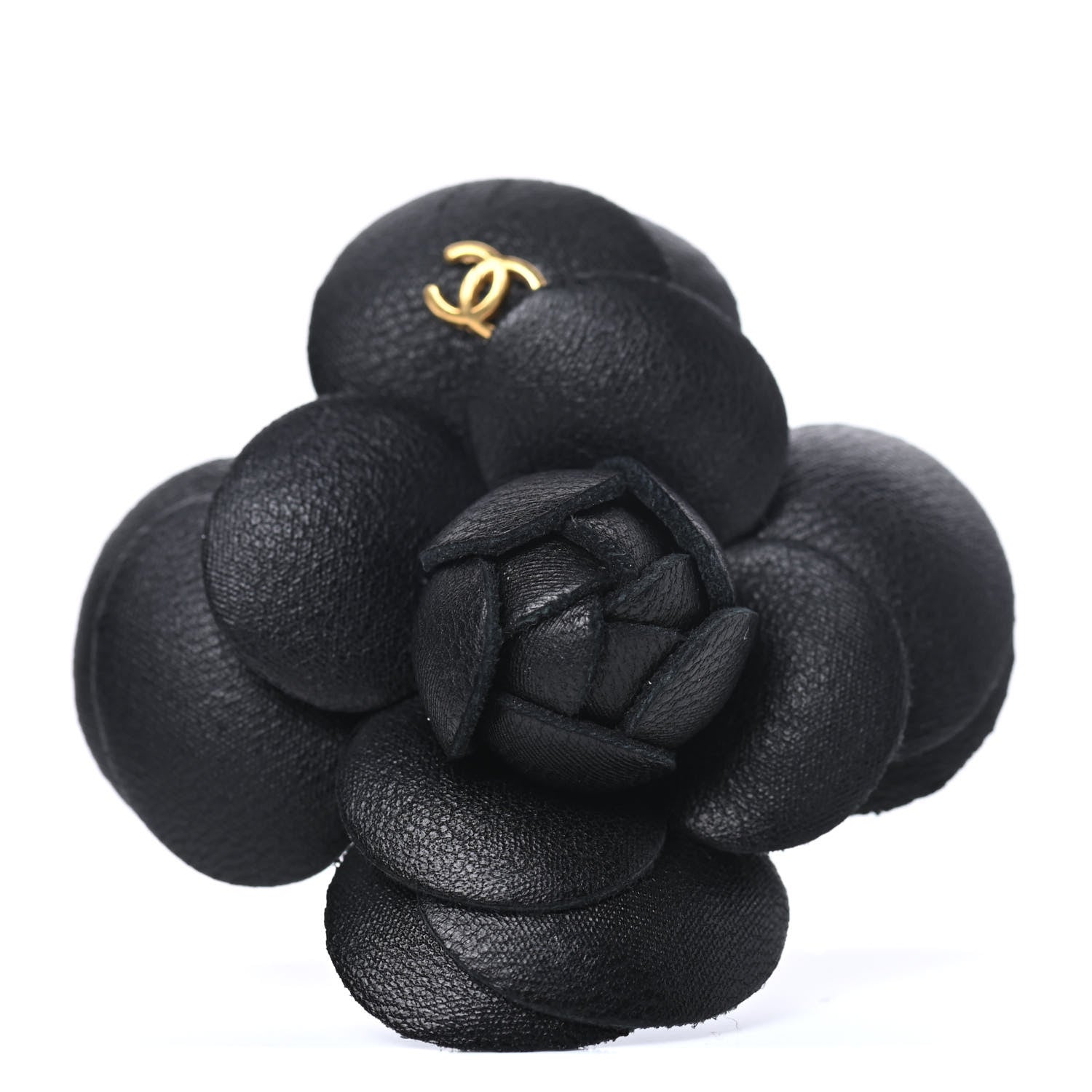 Chanel Lambskin Camellia Brooch Black 1 of 4