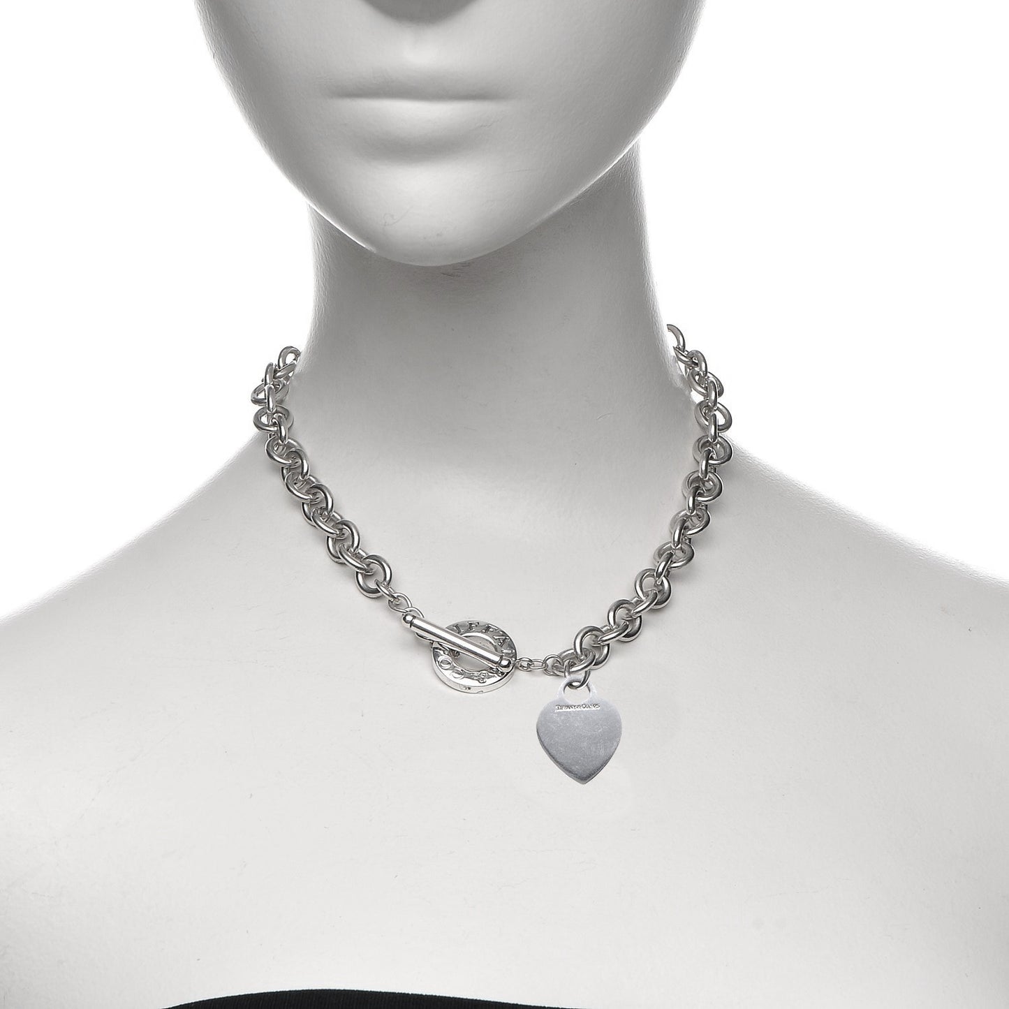 Sterling Silver Heart Tag Toggle Necklace