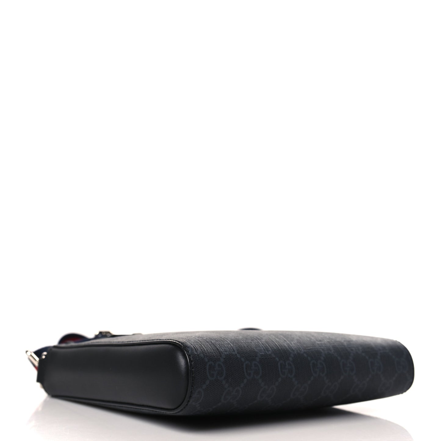GG Supreme Monogram Web Small Flat Messenger Bag Black Grey
