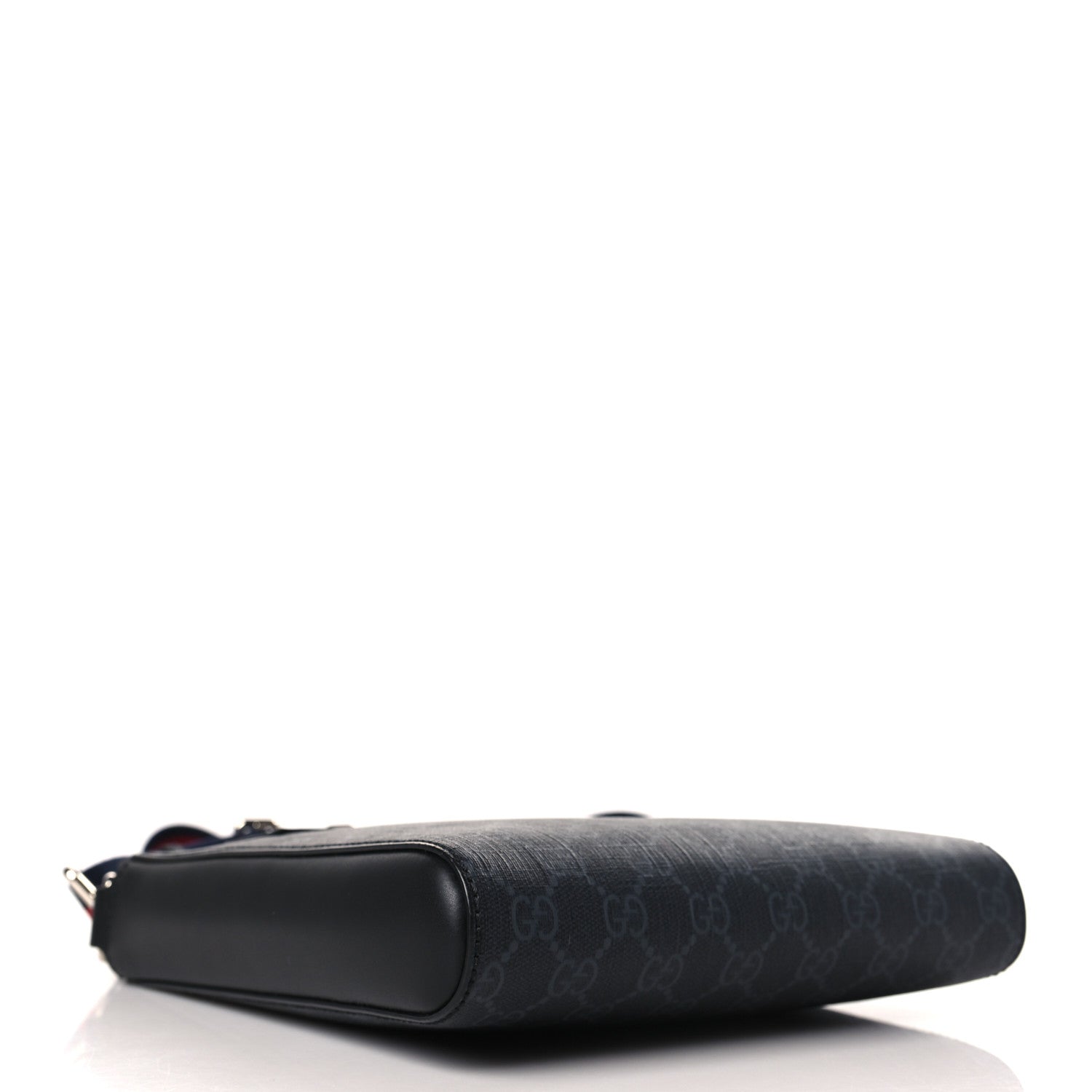 Gucci GG Supreme Monogram Web Small Flat Messenger Bag Black Grey 4 of 9