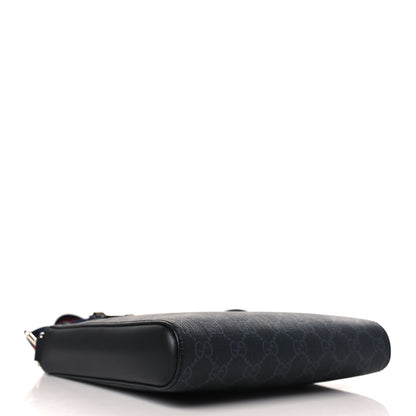 Gucci GG Supreme Monogram Web Small Flat Messenger Bag Black Grey 4 of 9
