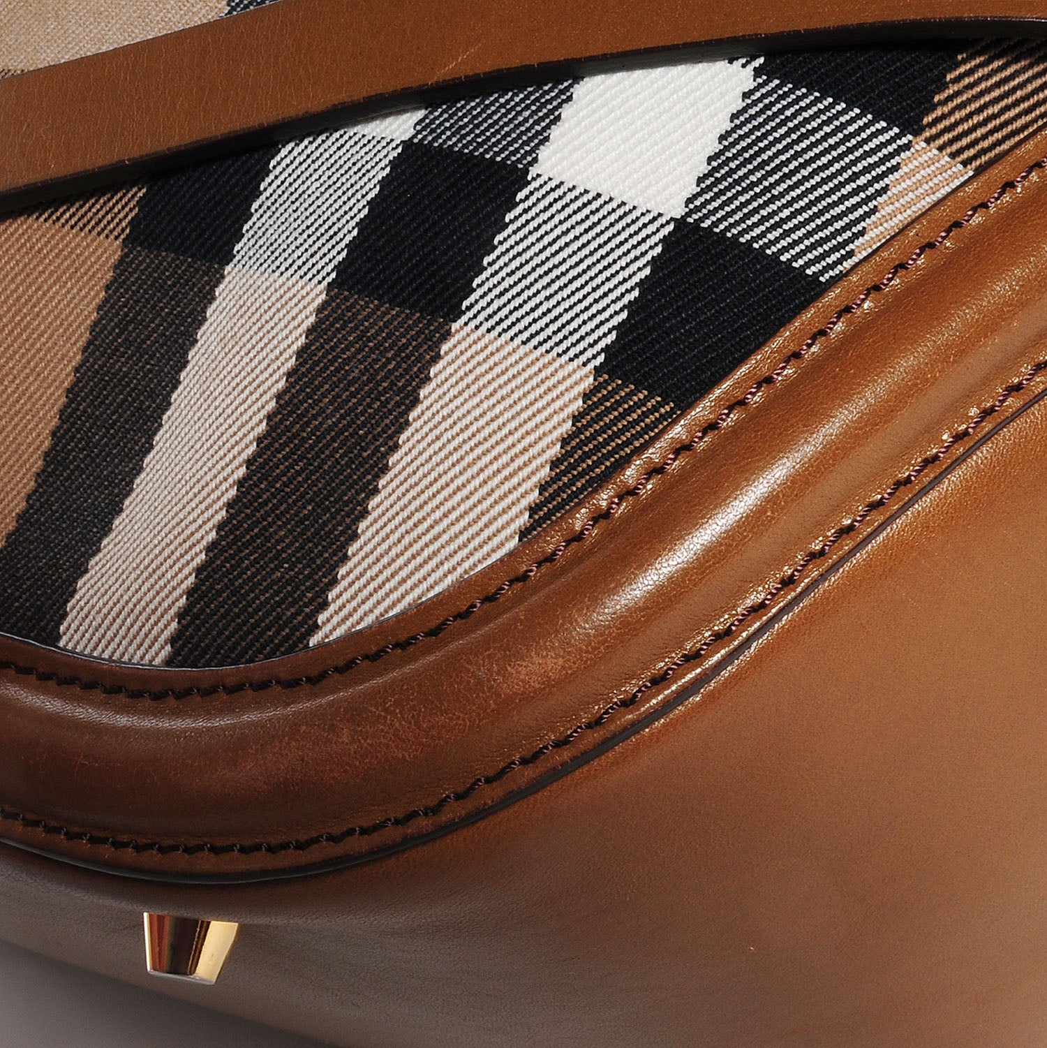 Burberry Bridle Calfskin House Check Owl Medium Orchard Bowling Bag Brown Ochre 8 of 12