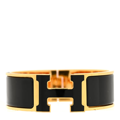 Hermes Enamel Wide Clic Clac H Bracelet GM Black 1 of 4