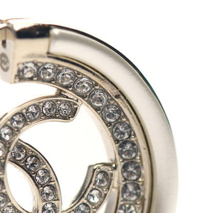 Chanel Metal Crystal Strass CC Hoop Earrings Gold 5 of 5