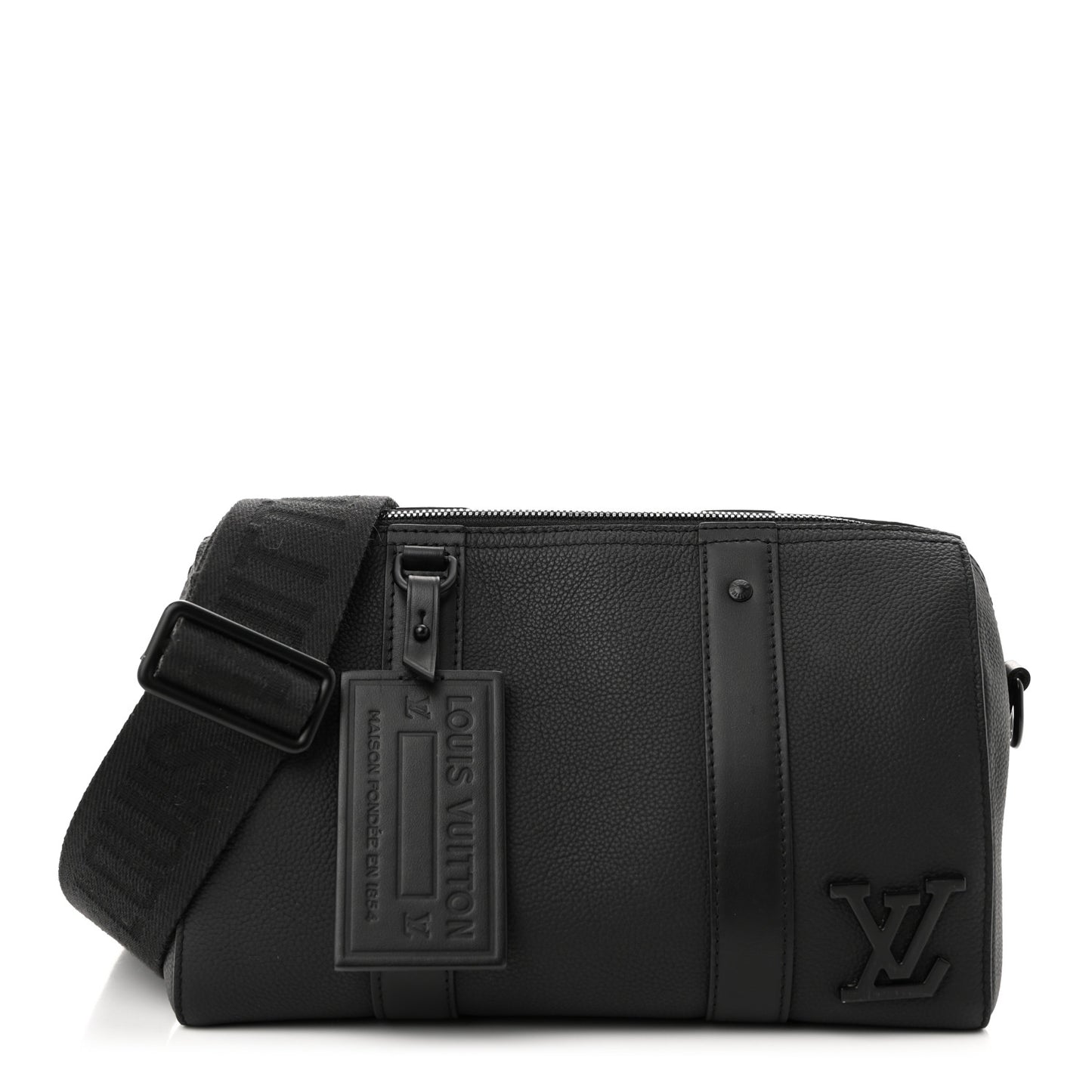Grained Calfskin Aerogram City Keepall Black