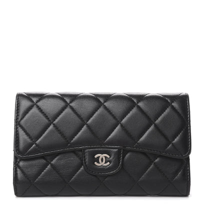 Chanel Lambskin Quilted Large Flap Wallet Black 1 of 9