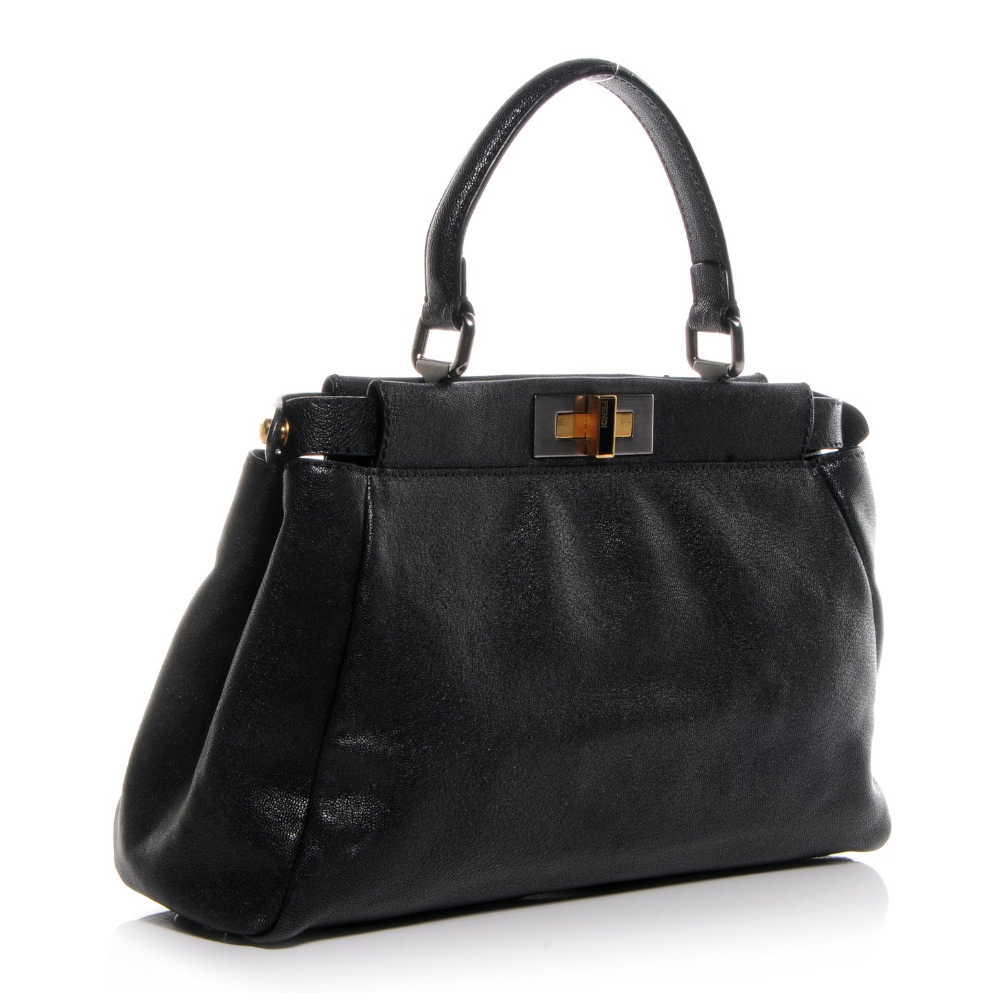Goatskin Medium Peekaboo Iconic Satchel Black