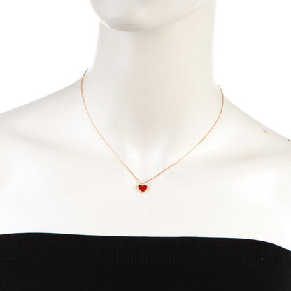 Van Cleef & Arpels 18K Rose Gold Carnelian Sweet Alhambra Heart Pendant Necklace 2 of 6