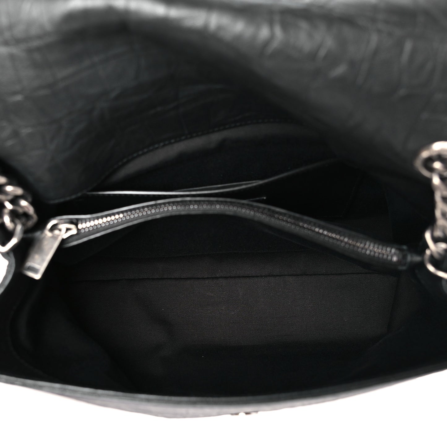 Calfskin Crocodile Embossed Medium West Hollywood Monogram Fold-Over Black