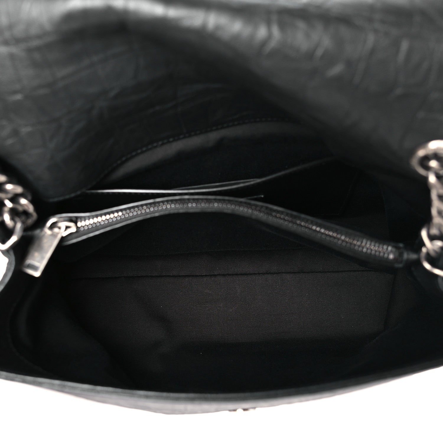 Saint Laurent Calfskin Crocodile Embossed Medium West Hollywood Monogram Fold-Over Black 5 of 10