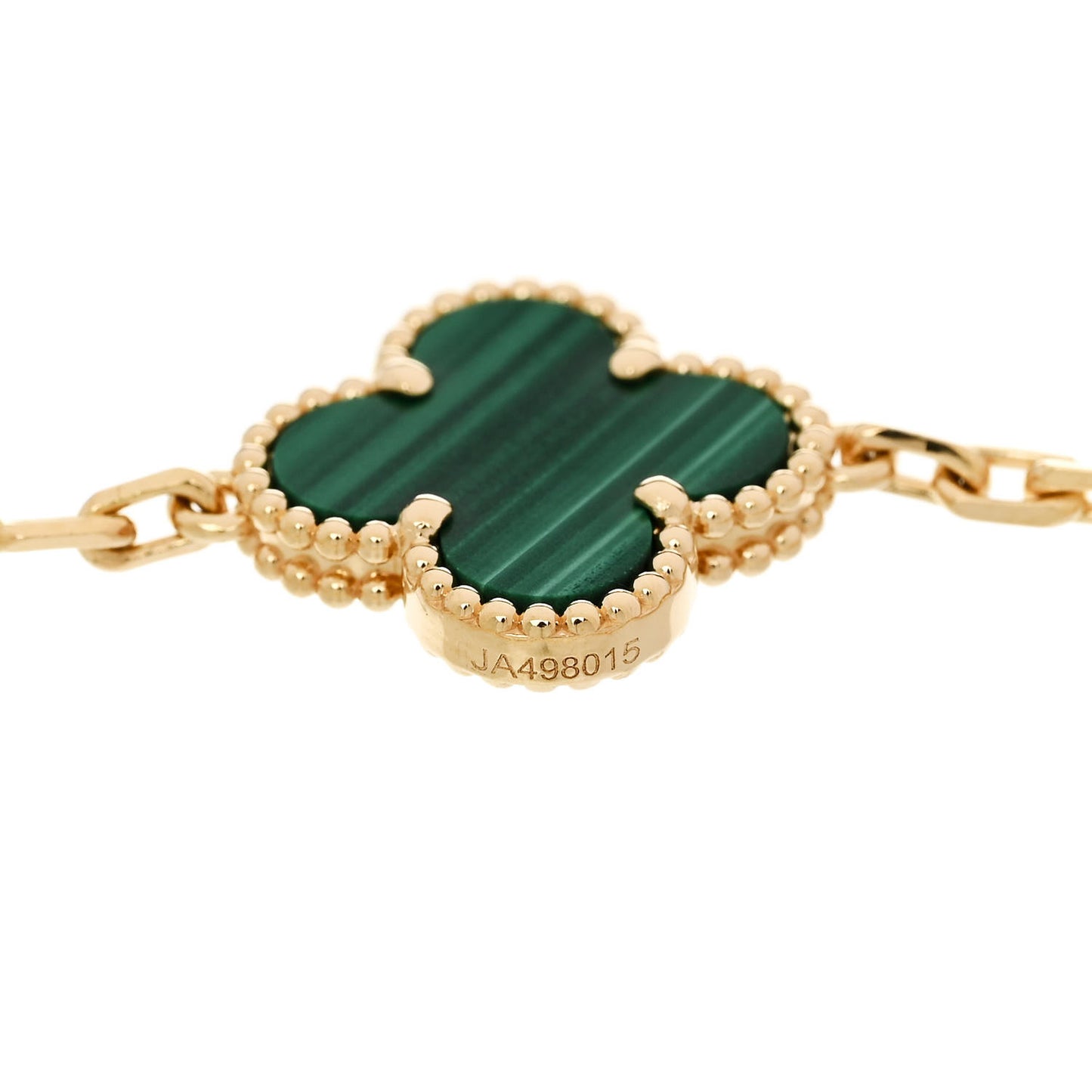 18K Yellow Gold Malachite 5 Motifs Vintage Alhambra Bracelet