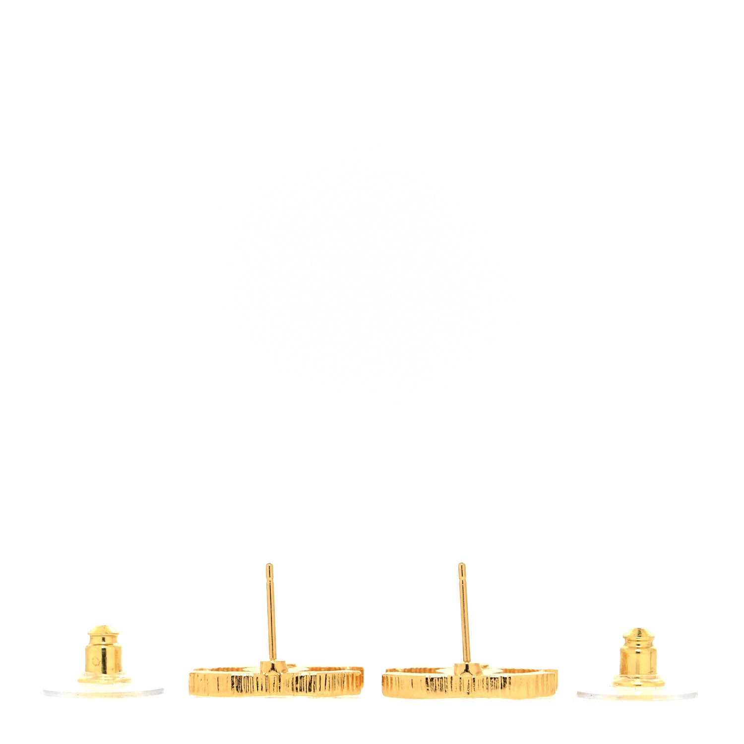 Chanel Metal Textured CC Earrings Gold 3 of 4