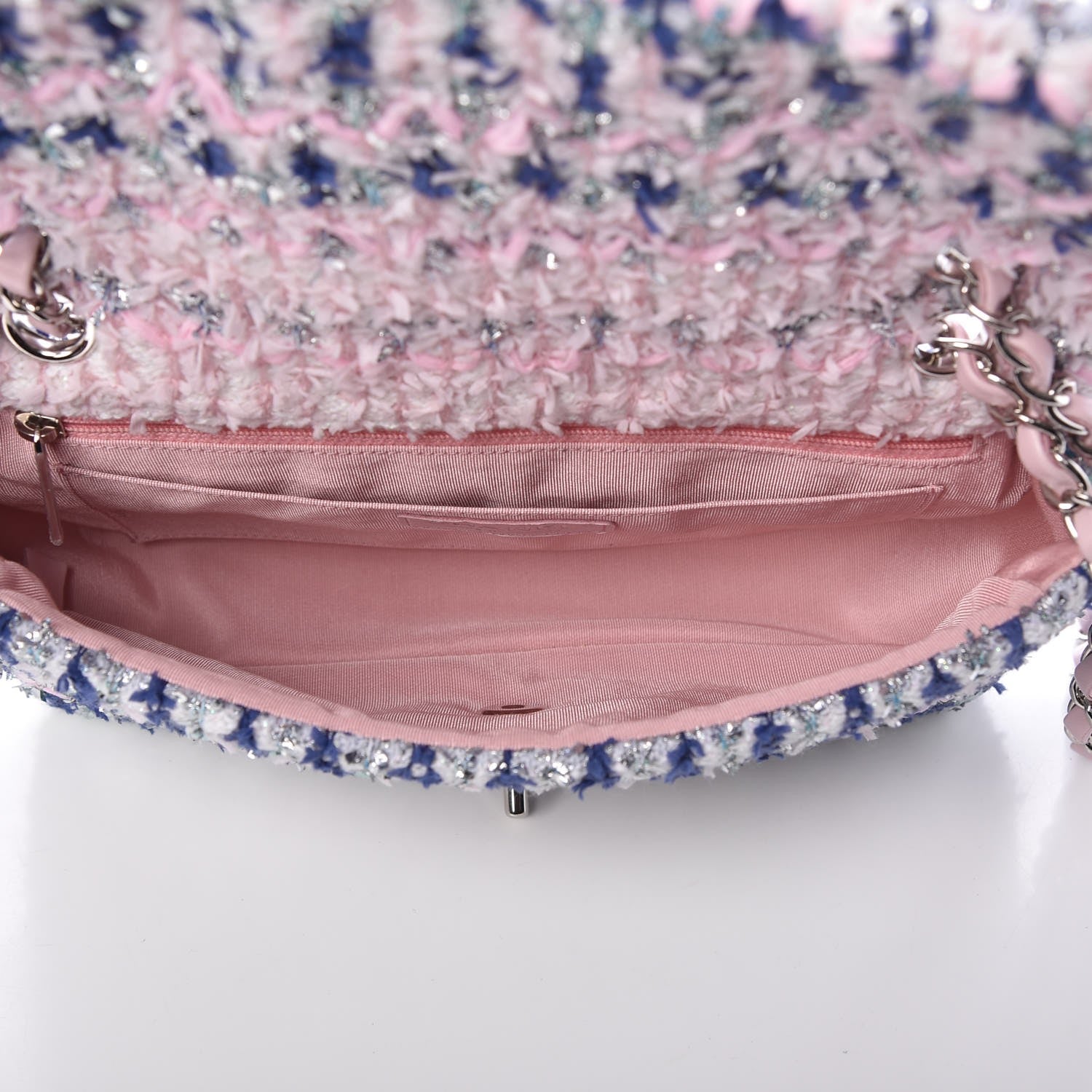 Chanel Tweed Knit Medium Flap Multicolor Pink 6 of 9