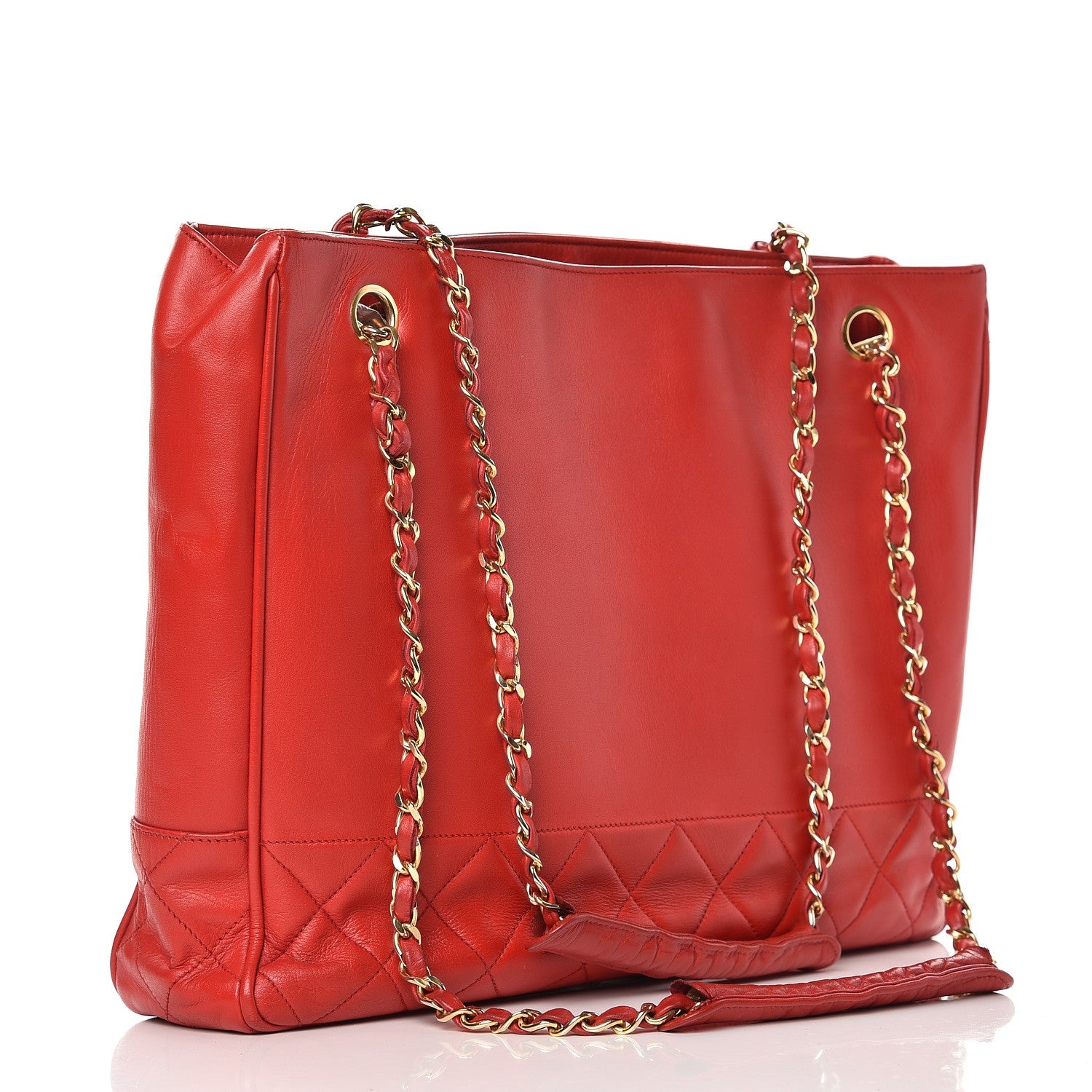 Chanel Lambskin Quilted Shoulder Bag Red 3 of 14