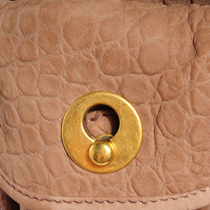 Saint Laurent Crocodile Embossed Nubuck Besace Shoulder Bag Rose 9 of 10