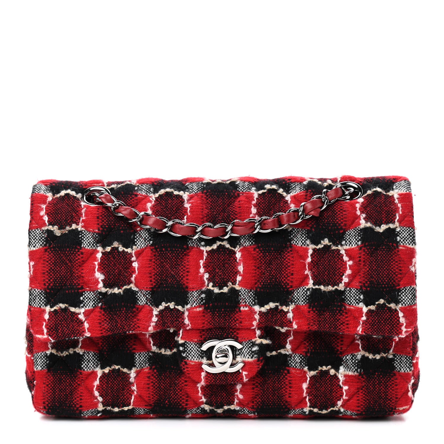 Chanel Wool Quilted Medium Double Flap Red 1 of 9