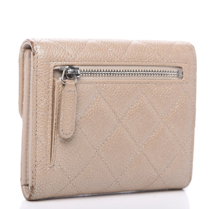 Chanel Iridescent Caviar Quilted Flap Card Holder Wallet Beige 2 of 13