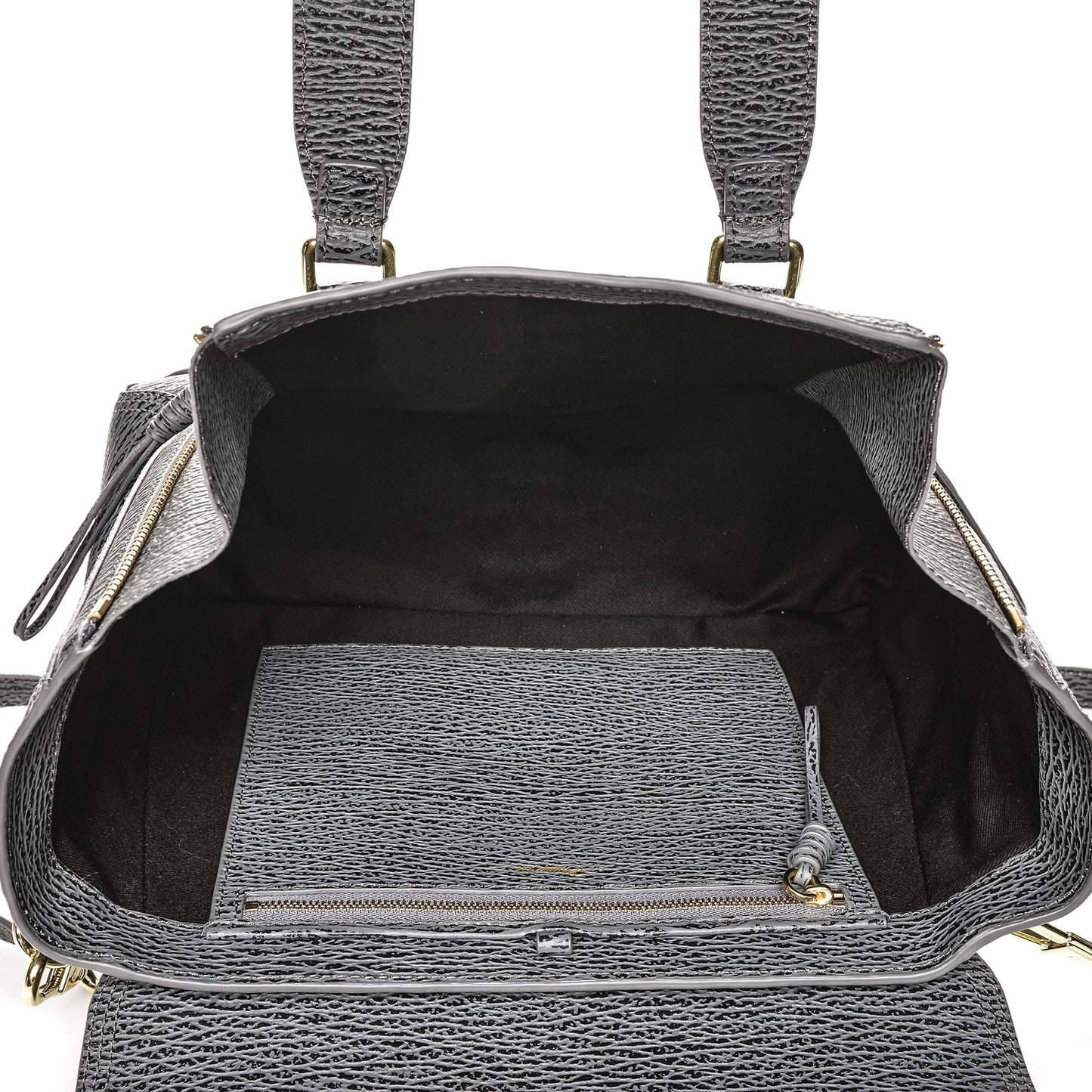 3.1 Textured Calfskin Medium Pashli Satchel Ash Charcoal