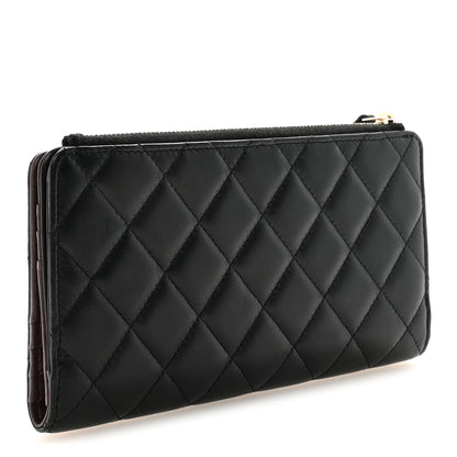 Chanel Lambskin Quilted Long Zip Wallet Black 3 of 8
