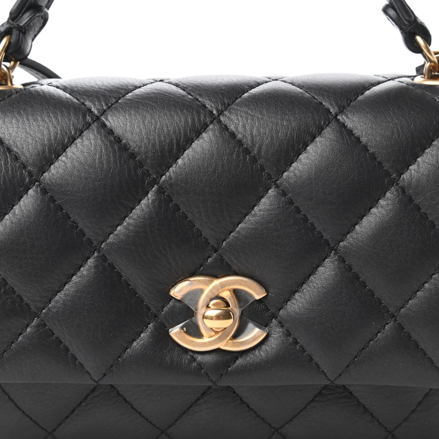 Chanel Calfskin Quilted Top Handle Flap Black 10 of 11