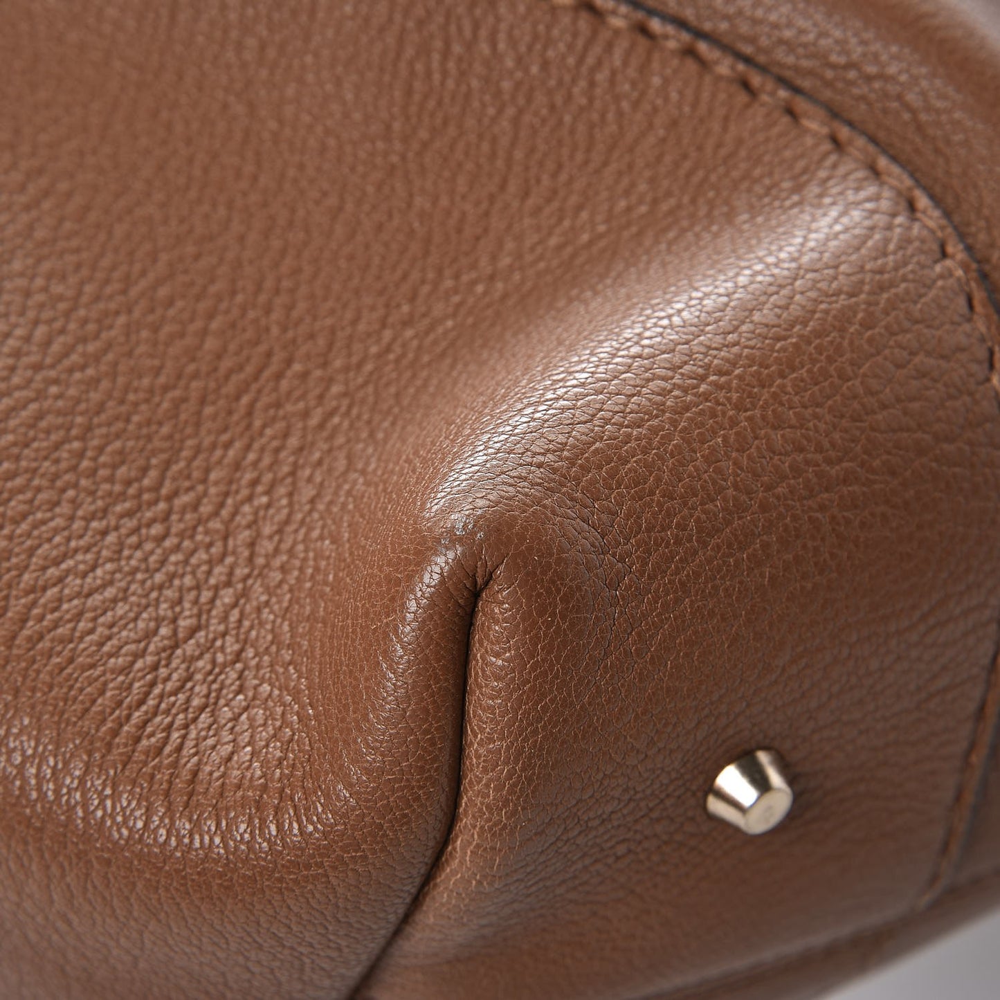Grained Calfskin Shopper Tote Brown