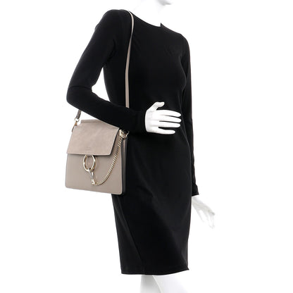 Chloe Calfskin Suede Medium Faye Shoulder Bag Motty Grey 2 of 9