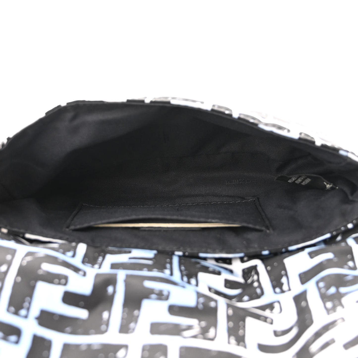 X JOSHUA VIDES Nylon FF Cloudy Mini Belt Baguette Bag White Celeste Black