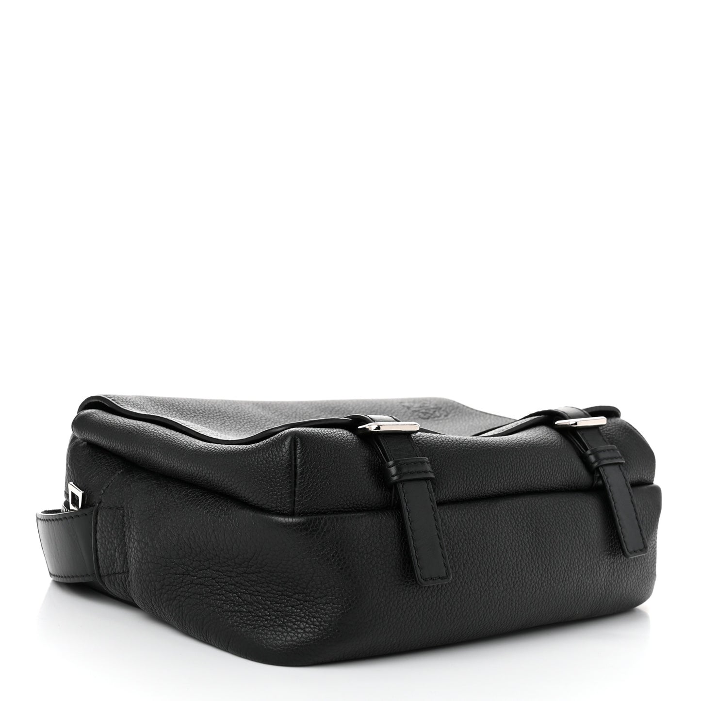 Soft Grained Calfskin Military Messenger Bag Black
