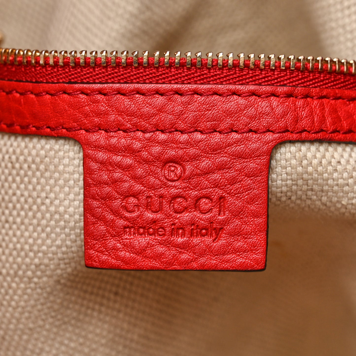 Pebbled Calfskin Large Soho Shoulder Bag Red Red