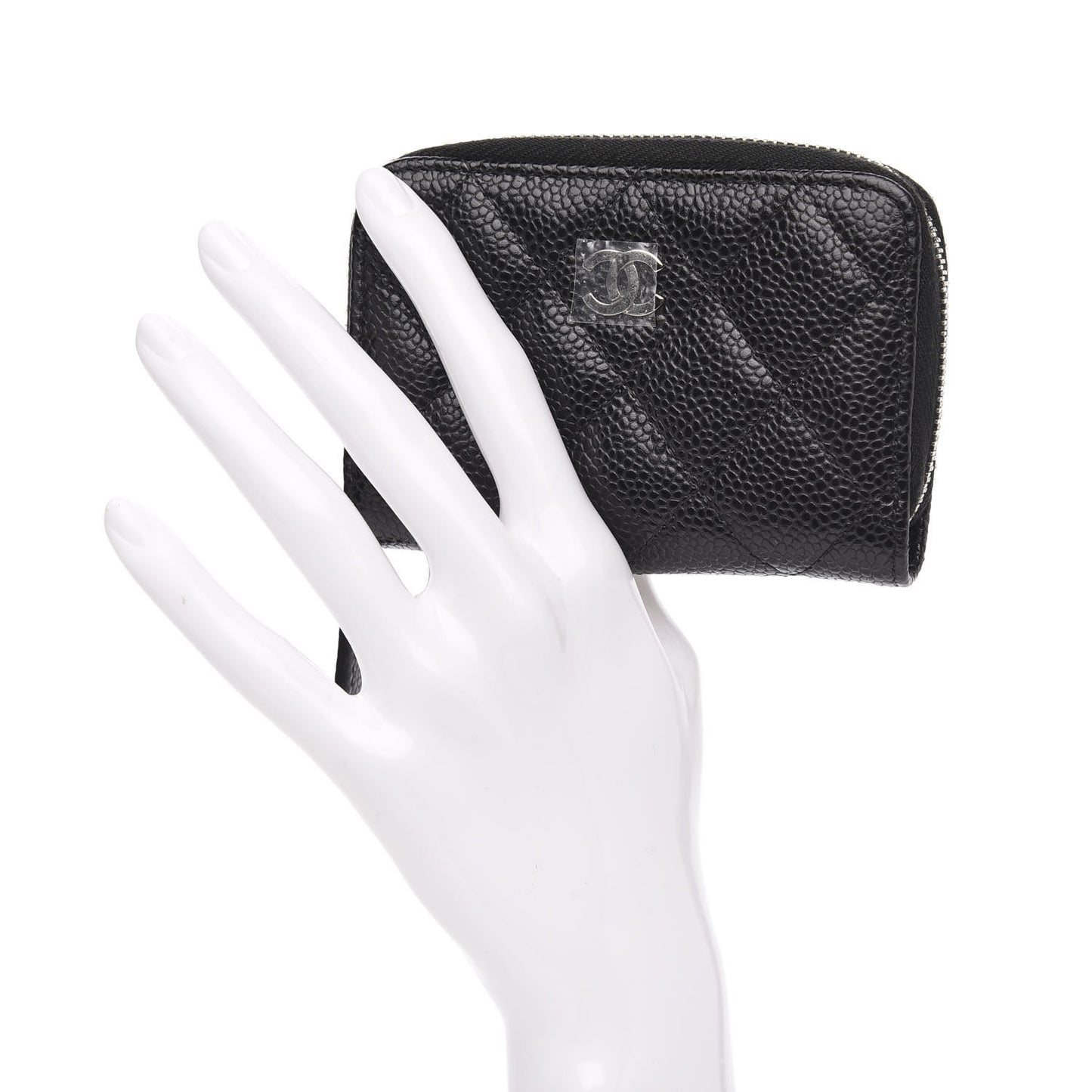 Caviar Quilted Zip Coin Purse Black